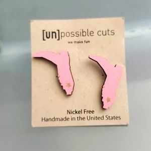NWT Pink FCK wood Florida Boot Earrings